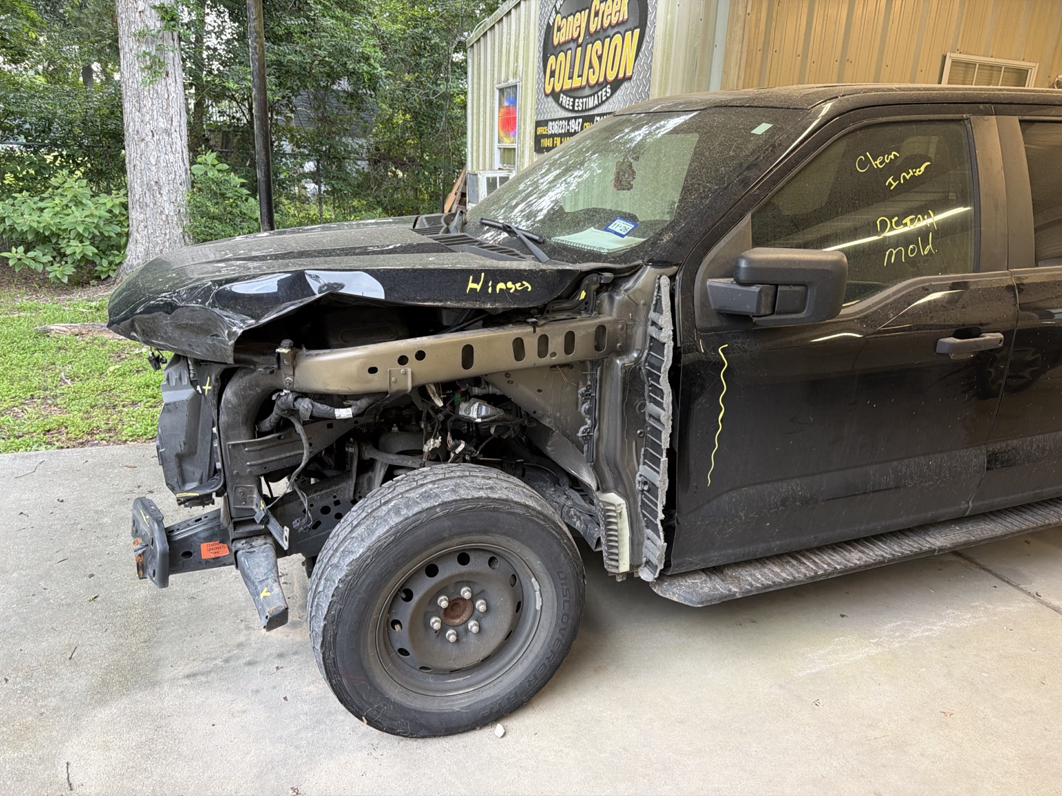 Collision repair in progress at Caney Creek Collision