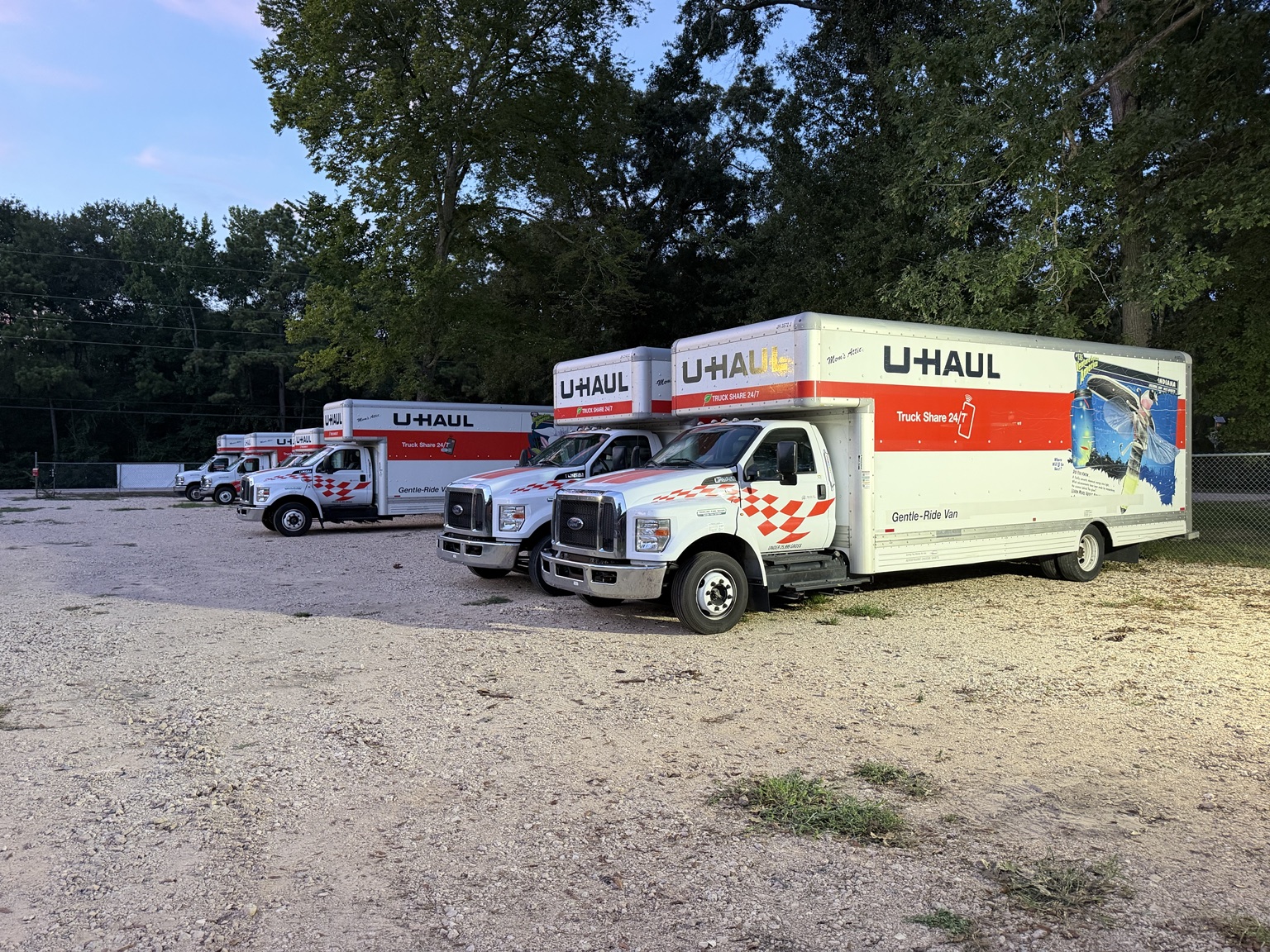 U-Haul rental trucks at Caney Creek Collision
